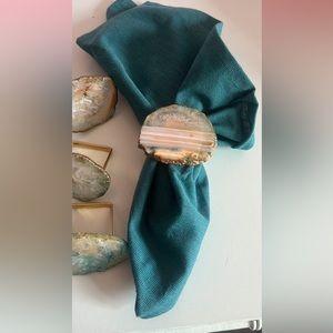 Pier One Teal agate napkin rings and napkins